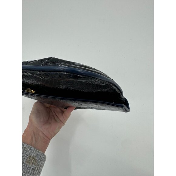 Vintage J. Renee Novae Black/Blue Python Embossed Leather Clutch - Picture 9 of 11